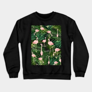 Flamingos tropical leaves pattern Crewneck Sweatshirt